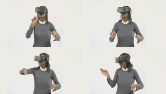 女人体验VR眼镜的效果高清在线视频素材下载