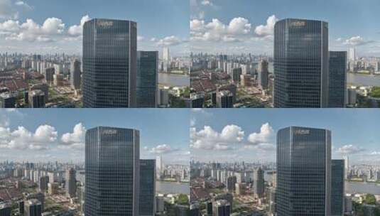 4K航拍上海徐汇CBD西岸楼群高清在线视频素材下载