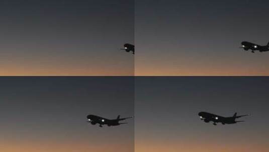 夜晚在天空飞行的飞机高清在线视频素材下载