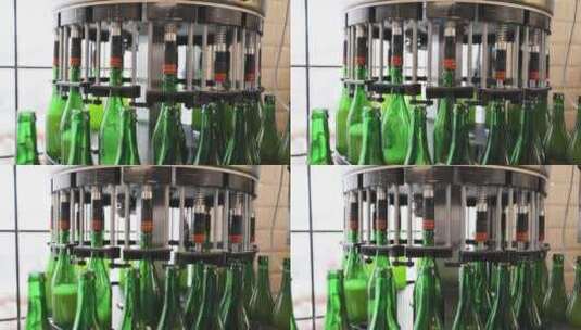 啤酒厂里的啤酒装瓶过程高清在线视频素材下载