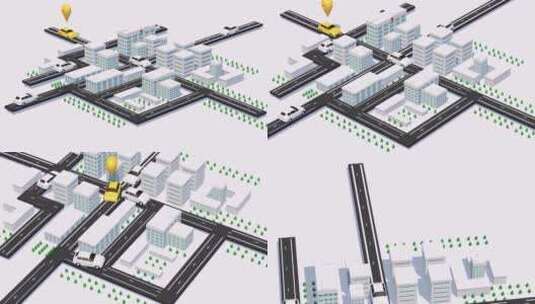 城市物流配送 三维定位概念动画高清在线视频素材下载