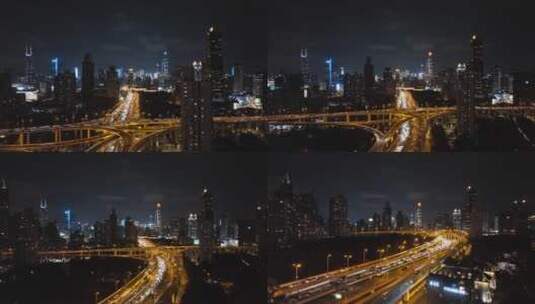 上海浦西南北高架航拍高清在线视频素材下载