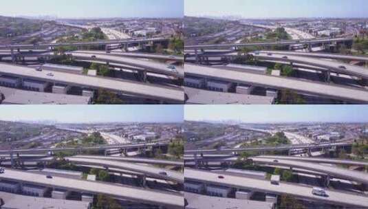 航拍高速公路交汇处的交通路况高清在线视频素材下载