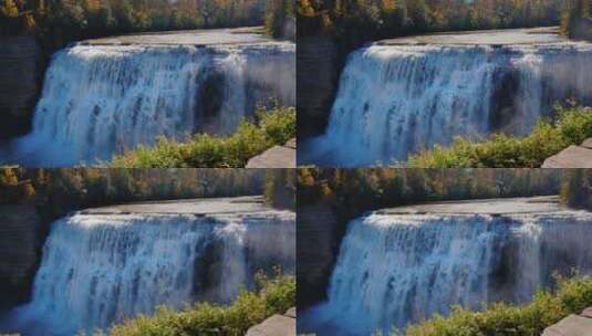 公园大型瀑布景观高清在线视频素材下载