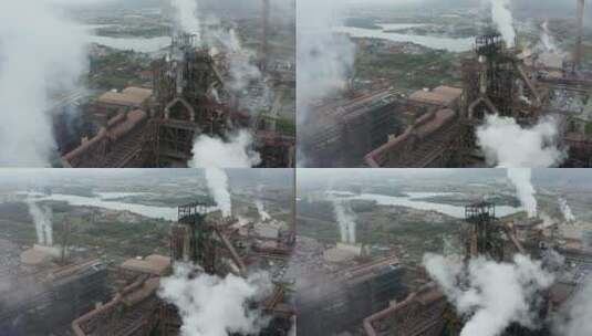 塔尔博特港绕钢铁制造厂高清在线视频素材下载
