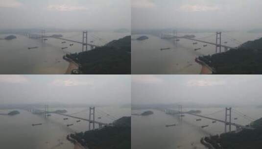 薄雾中珠江口海域航拍高清在线视频素材下载