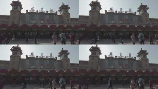 北京站广场4K实拍高清在线视频素材下载