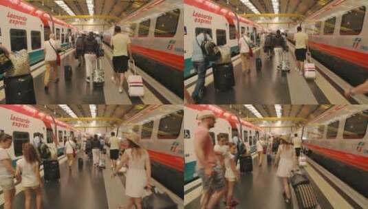 火车站的人们携带行李离开高清在线视频素材下载