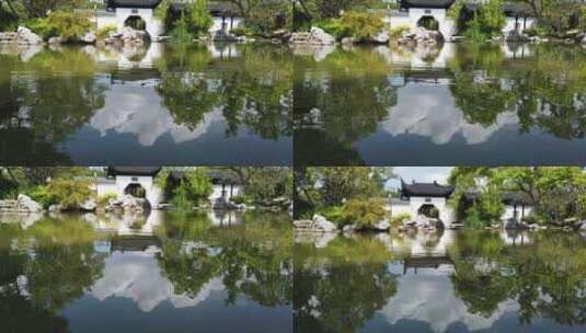 苏州古典园林4k视频 池塘里面有金鱼嬉戏高清在线视频素材下载