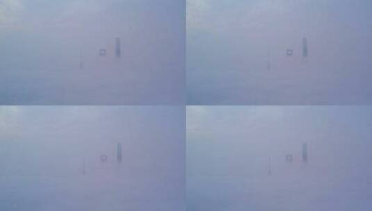 航拍上海城市雾霾浓雾高清在线视频素材下载
