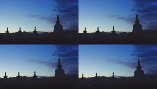 西藏阿里札达县托林寺日落剪影高清在线视频素材下载