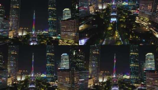 4k航拍广州建筑夜景CBD高清在线视频素材下载