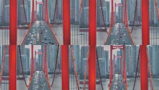 武汉鹦鹉洲长江大桥上升下摇镜头，2022最新高清在线视频素材下载