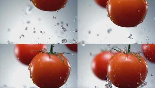 水溅在蕃茄上高清在线视频素材下载
