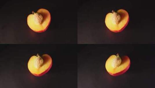 切开的油桃黄桃桃子桃核高清在线视频素材下载