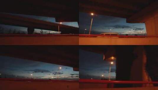 城市傍晚高架路夜景高清在线视频素材下载