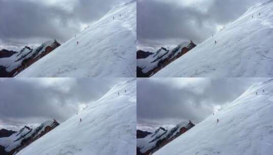 西藏拉萨当雄廓琼岗日雪山洛堆峰登山滑雪高清在线视频素材下载