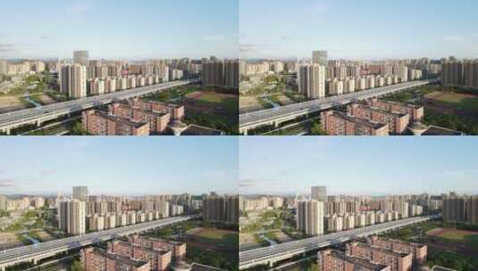 宁波鄞州区全景三官堂大桥4K航拍原素材高清在线视频素材下载