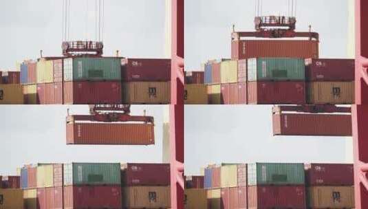 宁波北仑货运码头集装箱堆场高清在线视频素材下载