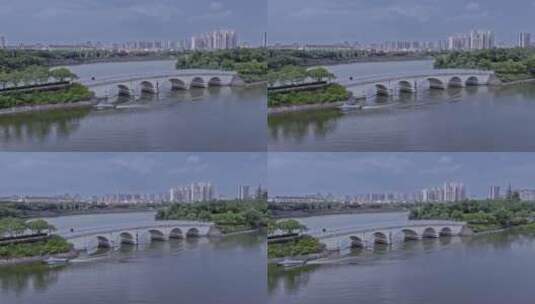 高清航拍眉山苏东坡故乡湿地公园城市建筑高清在线视频素材下载