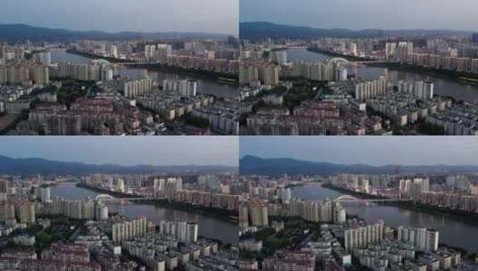 江西省赣州市赣江及沿岸城市风光夜景航拍高清在线视频素材下载