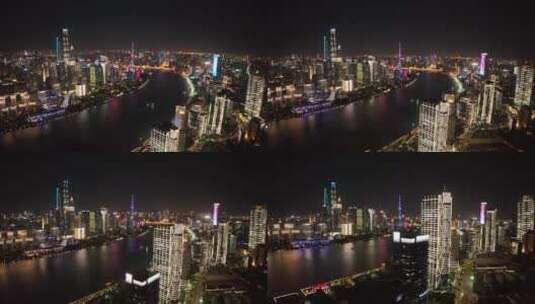 黄浦江北外滩夜景航拍高清在线视频素材下载