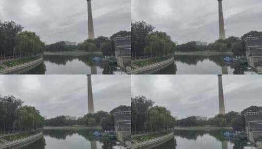 中央电视塔旁的河高清在线视频素材下载