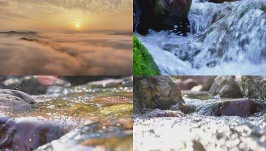 山间溪流潺潺流水画面高清在线视频素材下载