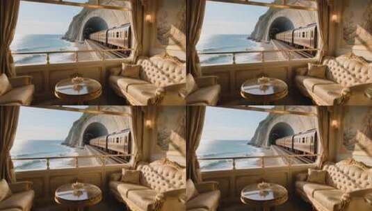 豪华列车车厢海景隧道景观高清在线视频素材下载