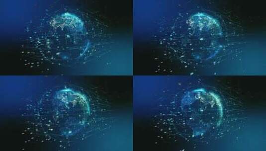 蓝色粒子科技地球背景素材高清在线视频素材下载