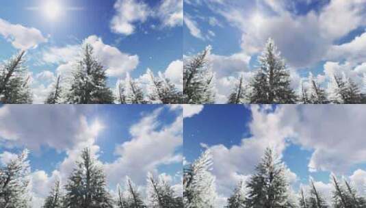 蓝天白云下的雪山高清在线视频素材下载