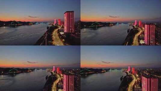 美岸江堤·夷陵长江大桥段夜色高清在线视频素材下载