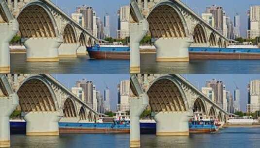 湖南长沙橘子洲大桥和湘江轮船实拍空境素材高清在线视频素材下载