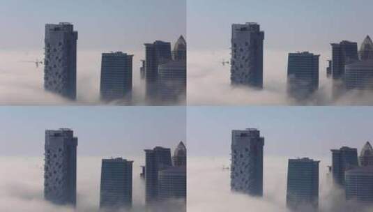 云海云端云层之上城市航拍高清在线视频素材下载