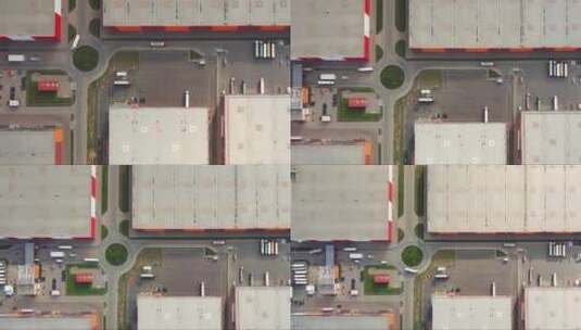 带卡车的物流仓库空中俯视图高清在线视频素材下载