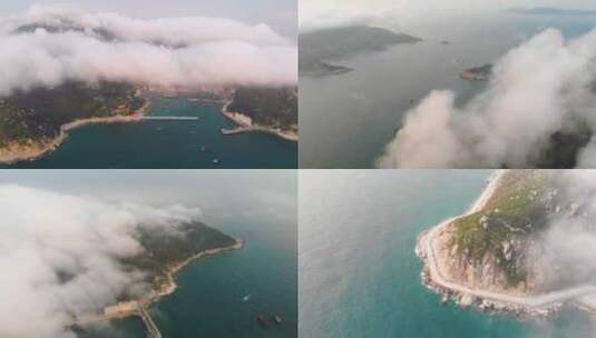 珠海万山岛全景云雾飘渺高清在线视频素材下载