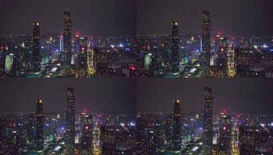 广州CBD夜景珠江新城航拍城市风光空镜高清在线视频素材下载