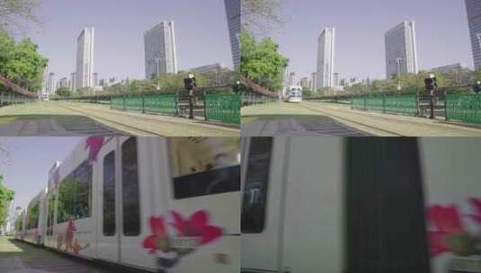 广州珠江新城观光电车，轨道电车高清在线视频素材下载