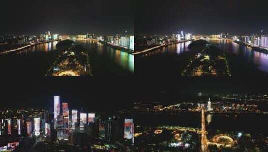 合集湖南长沙城市夜景灯光4K航拍高清在线视频素材下载