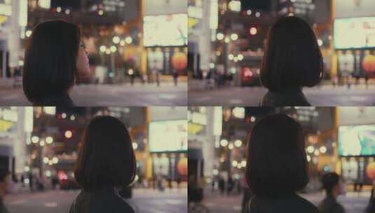 女孩走在城市街头高清在线视频素材下载