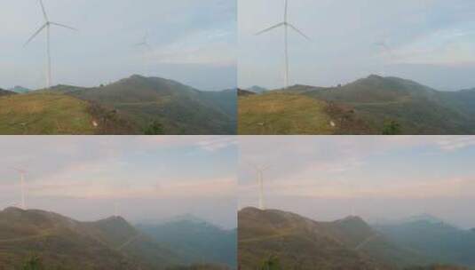 4K风电场风车和高山景观高清在线视频素材下载