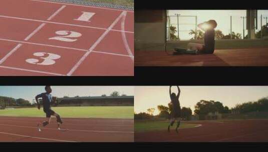 教练训练励志残疾运动员跑步 视频合集高清在线视频素材下载