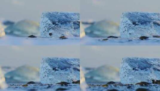 海洋边透明的碎冰高清在线视频素材下载