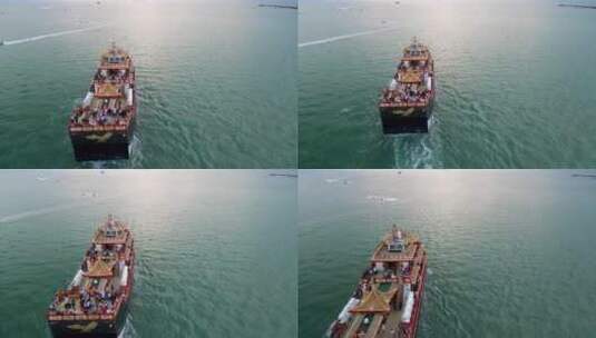 三亚海面上行驶的各种客轮与游艇高清在线视频素材下载