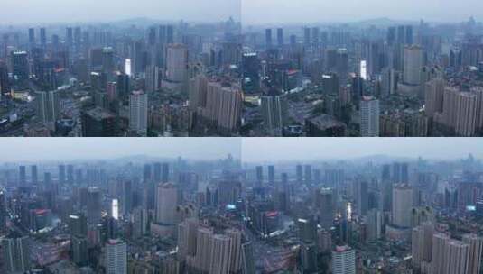 城市黄昏高楼大厦楼群航拍高清在线视频素材下载