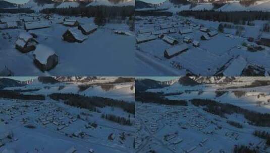 新疆禾木村雪景高清在线视频素材下载