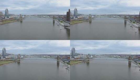 航拍城市大桥建筑景观高清在线视频素材下载