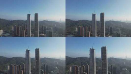 深圳星河双子塔航拍高清在线视频素材下载