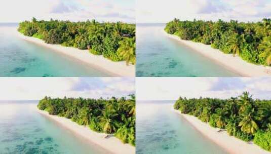 航拍海浪冲击沙滩海滩海岛森林马尔代夫高清在线视频素材下载