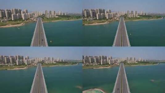 厦门航拍丙洲大桥建筑风光高清在线视频素材下载